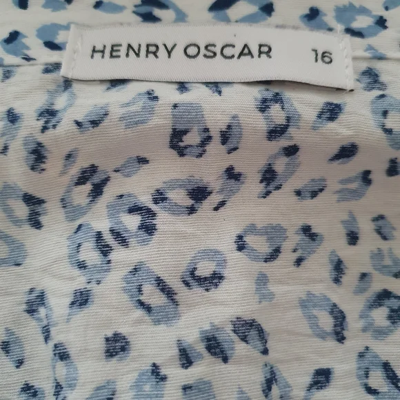 Henry Oscar blue animal print button down dress - Picture 4 of 6